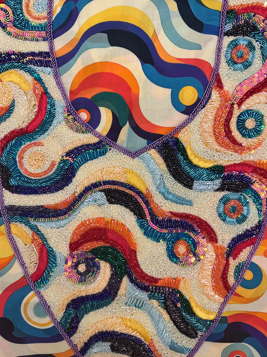 Retro Swirl Embroidered