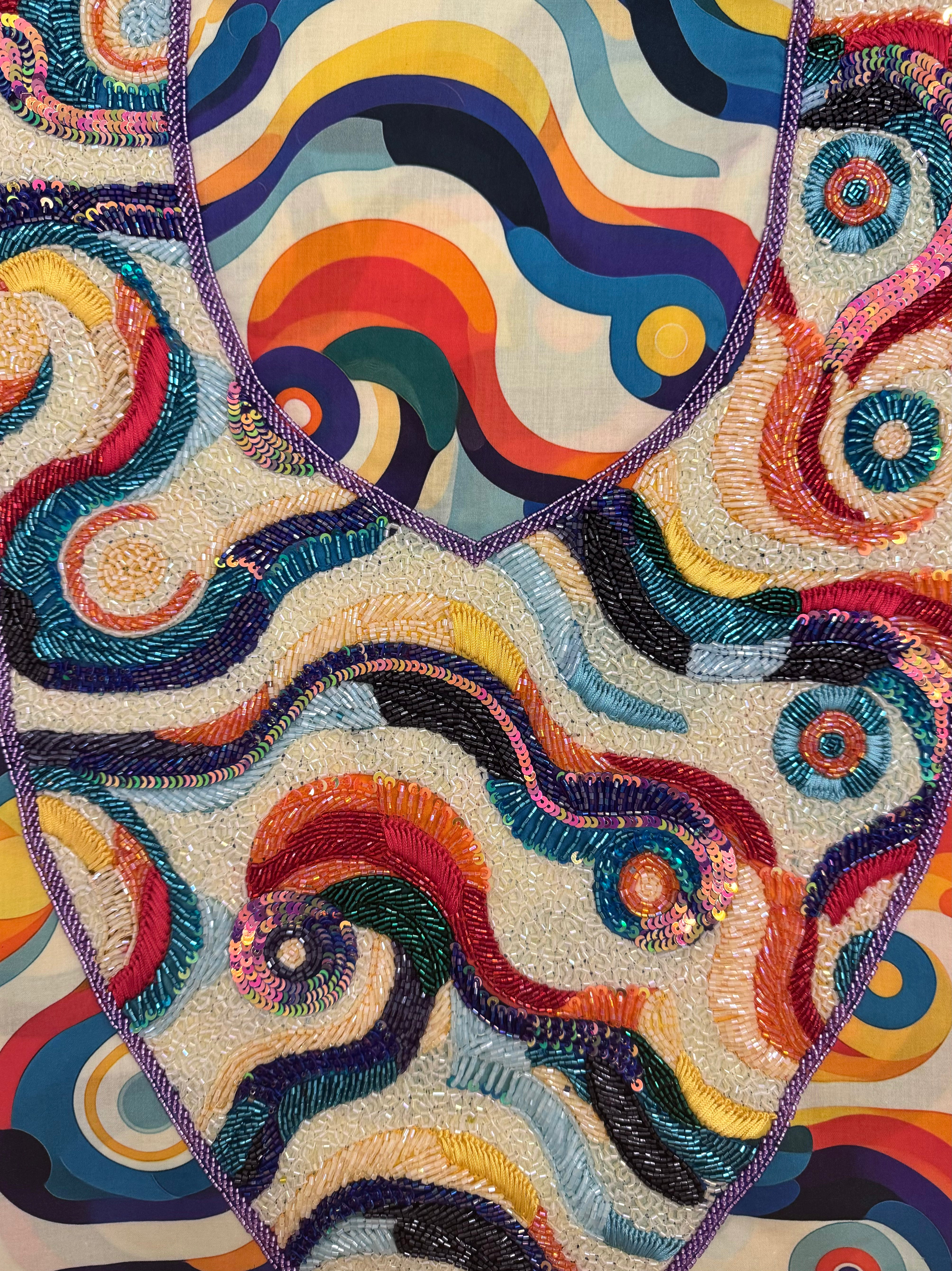 Retro Swirl Embroidered